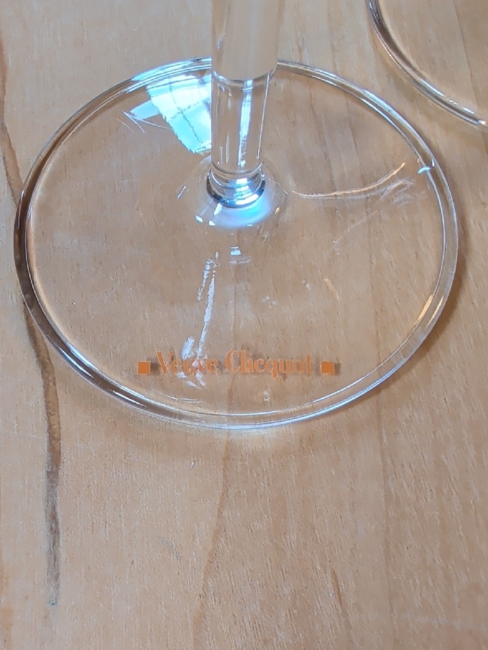 Veuve Clicquot Champagne Flute with Orange Logo Accent